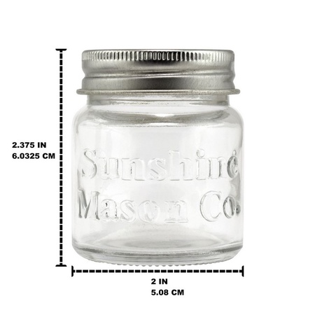 Sunshine Mason Co. Mini Mason Jar Shot Glasses with Metal Lid 2 Oz with Dessert Spoons, 6 Pieces