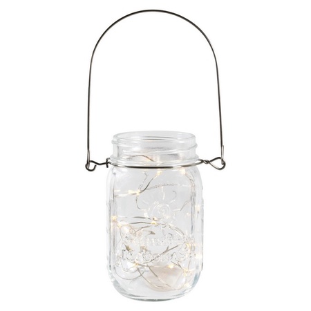 Sunshine Mason Co. Pint Glass Mason Jars with Hangers and LED Fairy Lights Set of 12