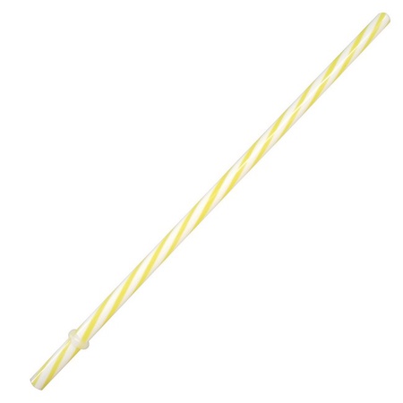 Sunshine Mason Co. Plastic Reusable Drinking Straws 6 Pieces, Yellow Stripe