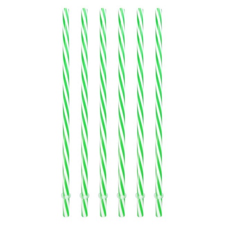 Sunshine Mason Co. Plastic Reusable Drinking Straws 6 Pieces, Green Stripe