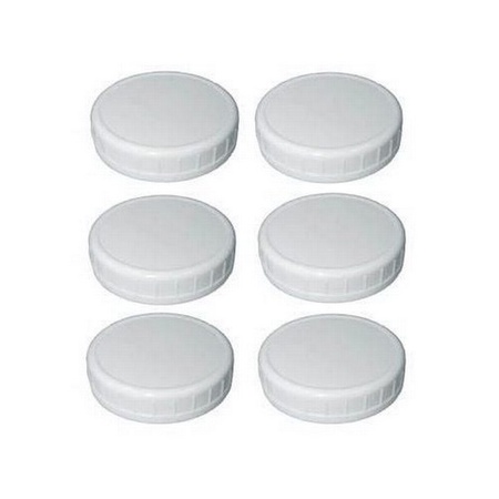 Sunshine Mason Co. Wide Mouth Mason Jar Plastic Storage Caps 6 Pieces, White