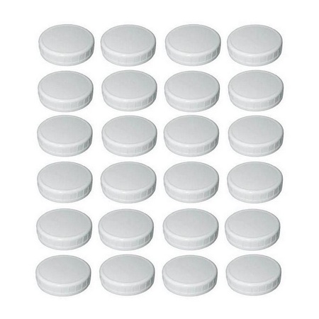 Sunshine Mason Co. Wide Mouth Mason Jar Plastic Storage Caps 24 Pieces, White