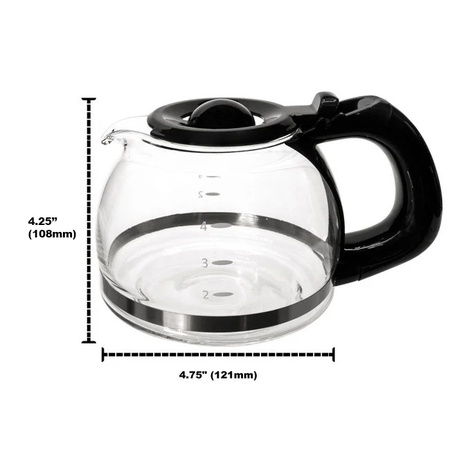Univen 4 cup Glass Coffeemaker Carafe Compatible with Oster Coffeemaker Model 3301 and 4287, 4.25" (10.8cm) TALL