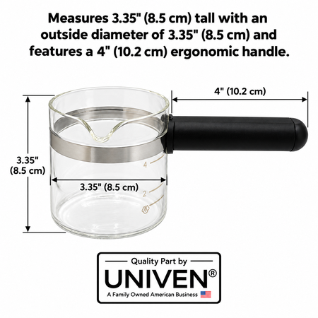 Univen 4 Cup Glass Espresso Coffee Carafe fits Mr. Coffee, Krups, Salton, DeLonghi, Imusa, etc