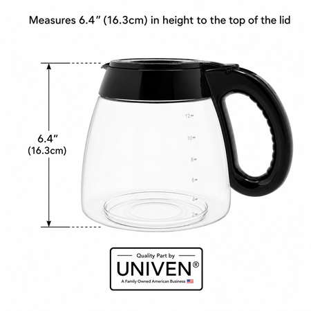 Univen 12 Cup Glass Coffee Maker Carafe replacement for Mr. Coffee IDS13