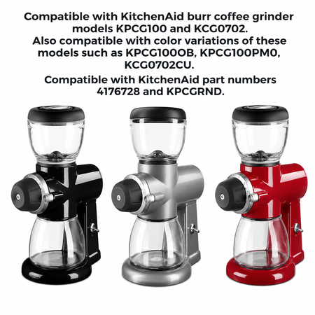 Univen 7 oz Coffee Ground Glass Jar Carafe 3.5" (8.9cm) Tall fits KitchenAid Burr Grinder replaces 4176728 KPCGRND