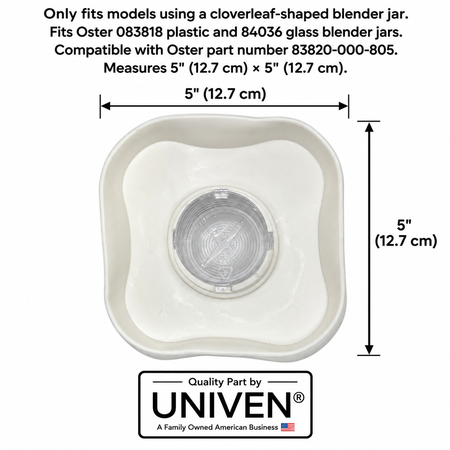 Univen Blender Lid and Center Cap fits Oster Cloverleaf-Shaped Blender Jars, White