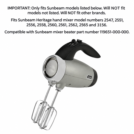 Univen Beaters fits Sunbeam Heritage Hand Mixer models 2547 2551 2556 2558 2560 2561 2562 2565 3156