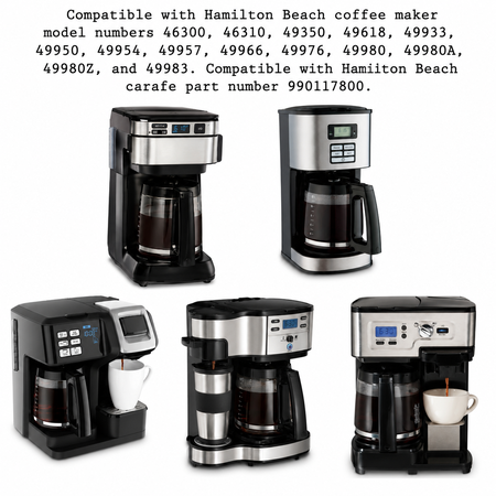 Univen 12 Cup Coffee Carafe Pot Compatible with Hamilton Beach 46300 46310 49933 49350 49954 49957 49966 49976 49980