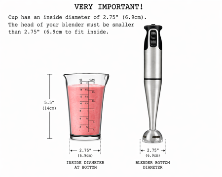 Univen Blender Measuring Cup 16 ounce (2 cups, 500ml) Compatible with Cuisinart Hand Blender CSB-79 CSB79MC