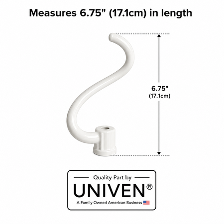 Univen Coated Spiral Dough Hook Compatible with KitchenAid 4.5 and 5-Qt Bowl-Lift Stand Mixers