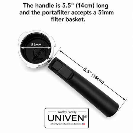 Univen 51mm Espresso Portafilter Handle fits Mr. Coffee BVMC-ECMP1000 BVMC-ECMP1000RB 162426-000-000