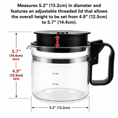 Univen 8 Cup Glass Coffee Maker Carafe Adjustable Height