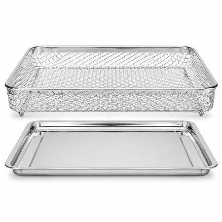 Univen Stainless Steel Upgraded Baking Tray Pan and Air Fryer Basket Compatible with Cuisinart Airfryer TOA-26 TOA-28