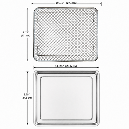 Univen Stainless Steel Upgraded Baking Tray Pan and Air Fryer Basket Compatible with Cuisinart Airfryer TOA-26 TOA-28