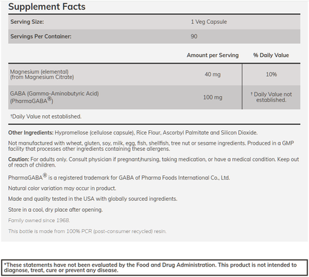 Now Foods PharmaGABA 100 Mg - 90 Capsules