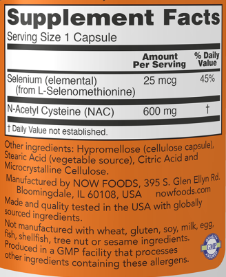 Now Foods NAC N-Acetyl-L-Cysteine 600 Mg - 120 Capsules