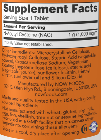 Now Foods NAC N-Acetyl-L-Cysteine 1000 Mg - 240 Tablets (2 x 120 Tablet Bottles)  TWINPACK