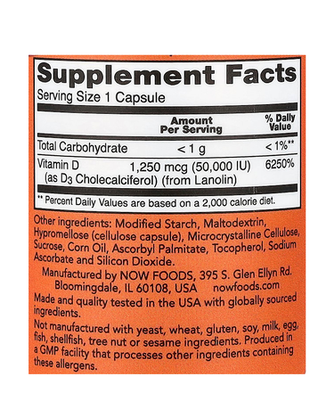Now Foods Vitamin D-3 50,000 IU - 15 Capsules