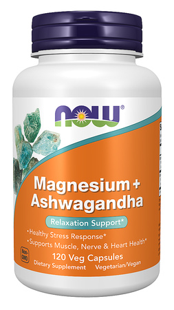 Now Foods Magnesium + Ashwagandha - 120 Veg Capsules
