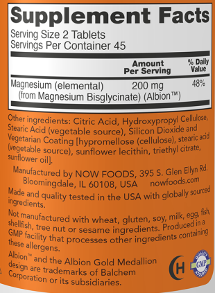 Now Foods Magnesium Glycinate - 90 Tablets