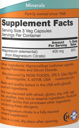 Now Foods Magnesium Citrate - 120 Capsules