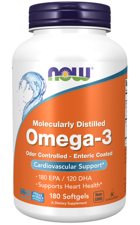 Now Foods Omega 3 1000 Mg Odor Controlled, Enteric Coated - 180 Softgels