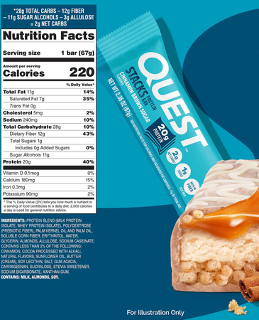 Quest Stacks Protein Bar  Cinnamon Brown Sugar - 12 Bars