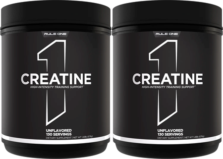 Rule 1 Creatine 100% Micronized Creatine Monohydrate - 1300 Grams - 260 Servings (2 x 130 Serving Btls)   TWINPACK