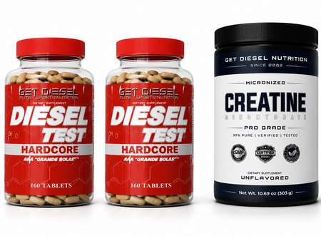 DIESEL TEST Hardcore - 2 x 160 Tablet Bottles TWINPACK + FREE Creatine 300g