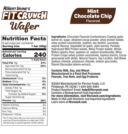 Fit Crunch Wafer Protein Bar Mint Chocolate Chip - 9 Bars