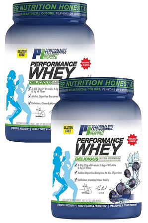Performance Inspired Nutrition WHEY Protein  Blueberry - 4 Lb (2 x 2 Lb) (Whey Isolate/Concentrate blend) TWINPACK