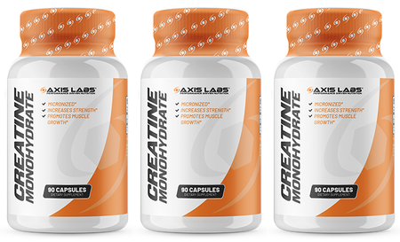 Axis Labs Creatine Monohydrate Capsules 750 Mg - 270 Cap (3 x 90 Cap Btls) 3 PACK
