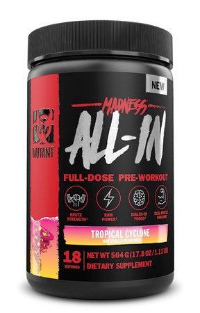 Mutant Madness ALL-IN Pre Workout  Tropical Cyclone - 18 Servings
