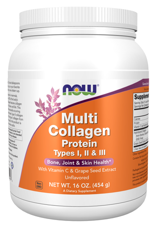 Now Foods Multi Collagen Protein Type I, II & III  Unflavored - 16 Oz