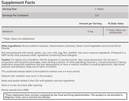 Now Foods Melatonin 5 mg Sustained Release - 120 Tablets