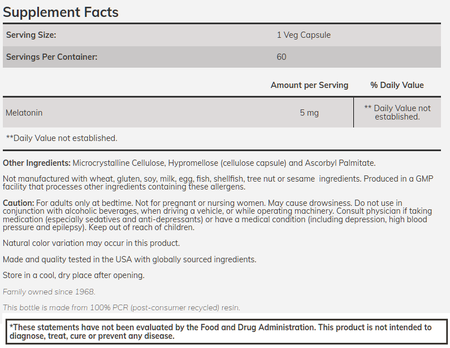 Now Foods Melatonin 5 Mg -180 Capsules
