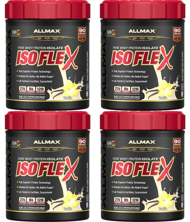 -AllMax Nutrition IsoFlex Whey Protein Isolate Vanilla - 56 Servings (4 x 14 Serv Blts) 4 PACK