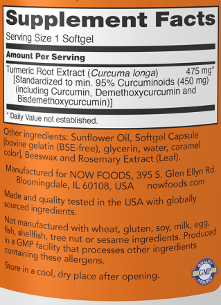Now Foods Turmeric Curcumin Softgels - 120 Softgels