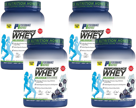 Performance Inspired Nutrition WHEY Protein  Blueberry - 8 lb (4 x 2 Lb) (Whey Isolate/Concentrate blend) 4 PACK