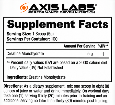 Axis Labs Creatine Monohydrate Powder  - 500 Grams