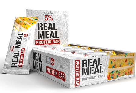 5% Nutrition Real Meal Protein Bar  Birthday Cake - 10 Bars