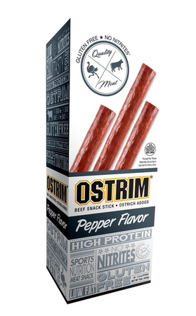 Ostrim Grass-Fed Beef/Ostrich Sticks Pepper 1.5 Oz - 10 Sticks