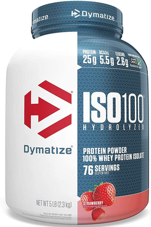 Dymatize ISO 100 Whey Protein Isolate  Strawberry - 5 Lb (76 Servings)