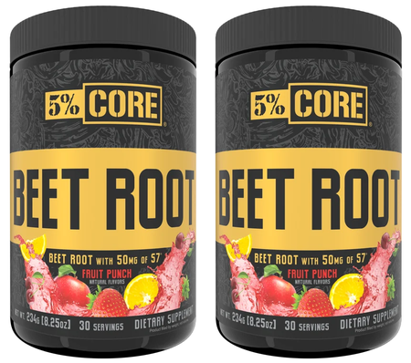 5% Nutrition CORE Beet Root w/S7 Fruit Punch - 60 Servings (2 x 30 Serving Btls) TWINPACK