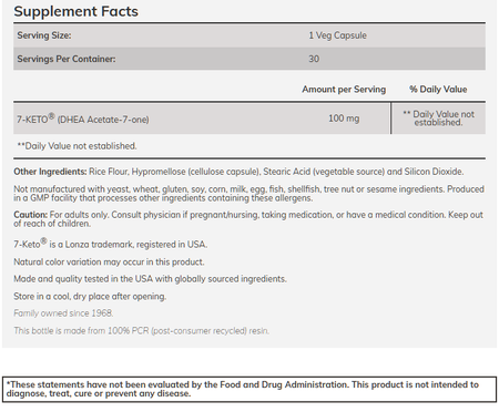 Now Foods 7 Keto 100 Mg - 60 Capsules