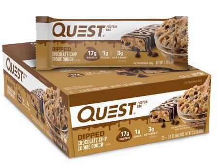 Quest Bars Dipped Chocolate Chip Cookie Dough - 12 Bars