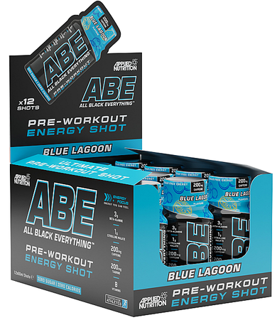 ABE Pre Workout Energy Shots Blue Raspberry - 12 x 2oz Btls