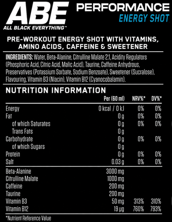 ABE Pre Workout Energy Shots Cherry Cola - 12 x 2oz Btls