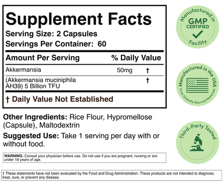 Double Wood Supplements Akkermansia Supplement - 120 Capsules